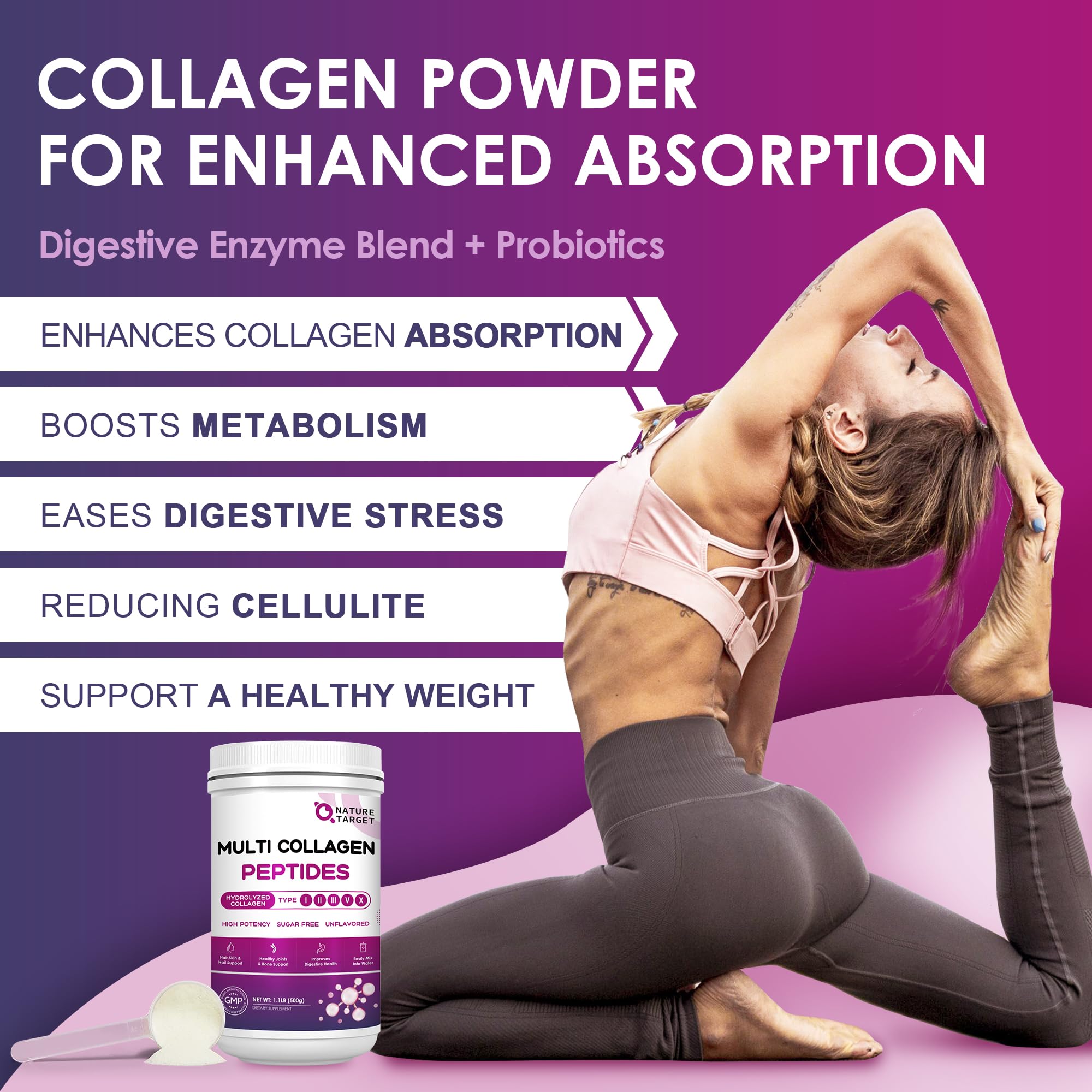 Nature Target collagene multi-type: types I à X et vitamine C.