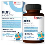 Nature Target Probiotics pour hommes, boîte du produit et étiquette lisible.