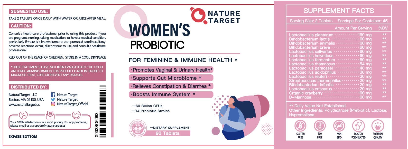 Nature Target Probiotiques – 90 comprimés, 45 jours: apport durable et fiable.