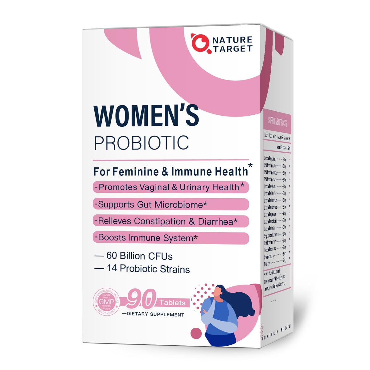 Nature Target Probiotiques pour femmes – bouteille: soutien digestif accessible au quotidien.