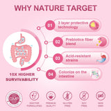 Nature Target Probiotiques pour femmes – gélules petit format: ingestion facile en déplacement.