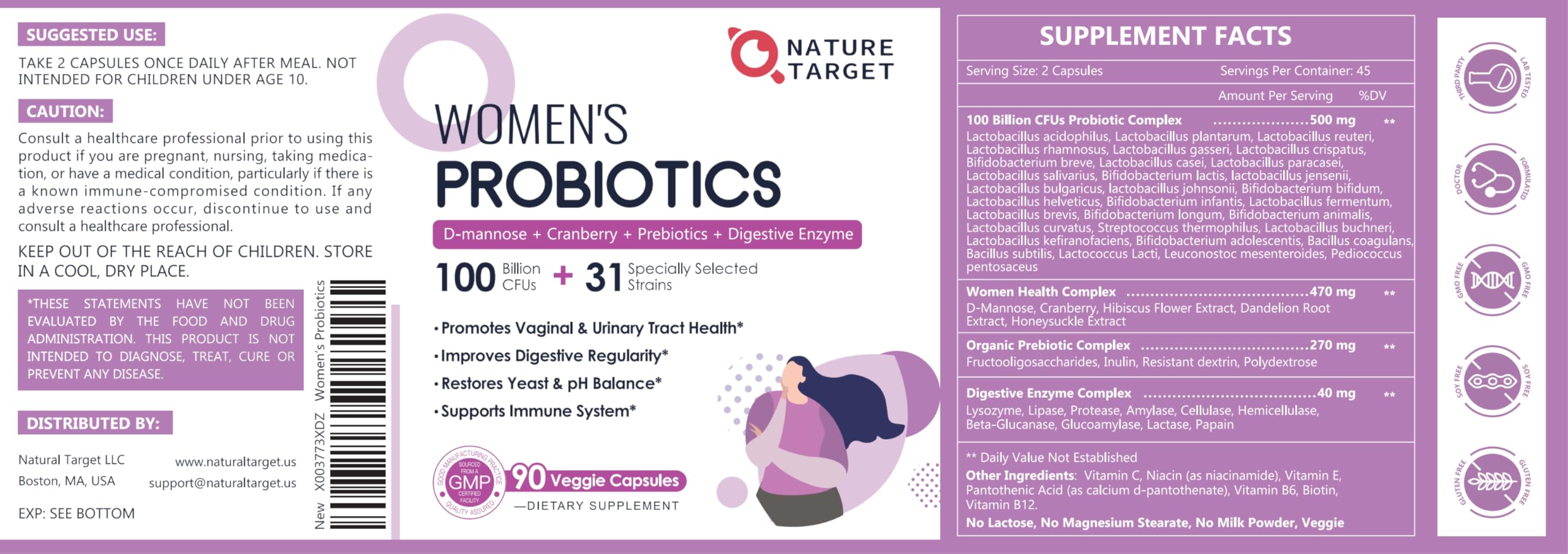 NATURE TARGET Probiotiques, revêtement entérique pour libération ciblée