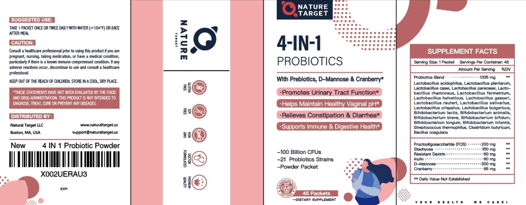 Nature Target Probiotiques pour femmes : format pratique pour l’utilisation quotidienne.