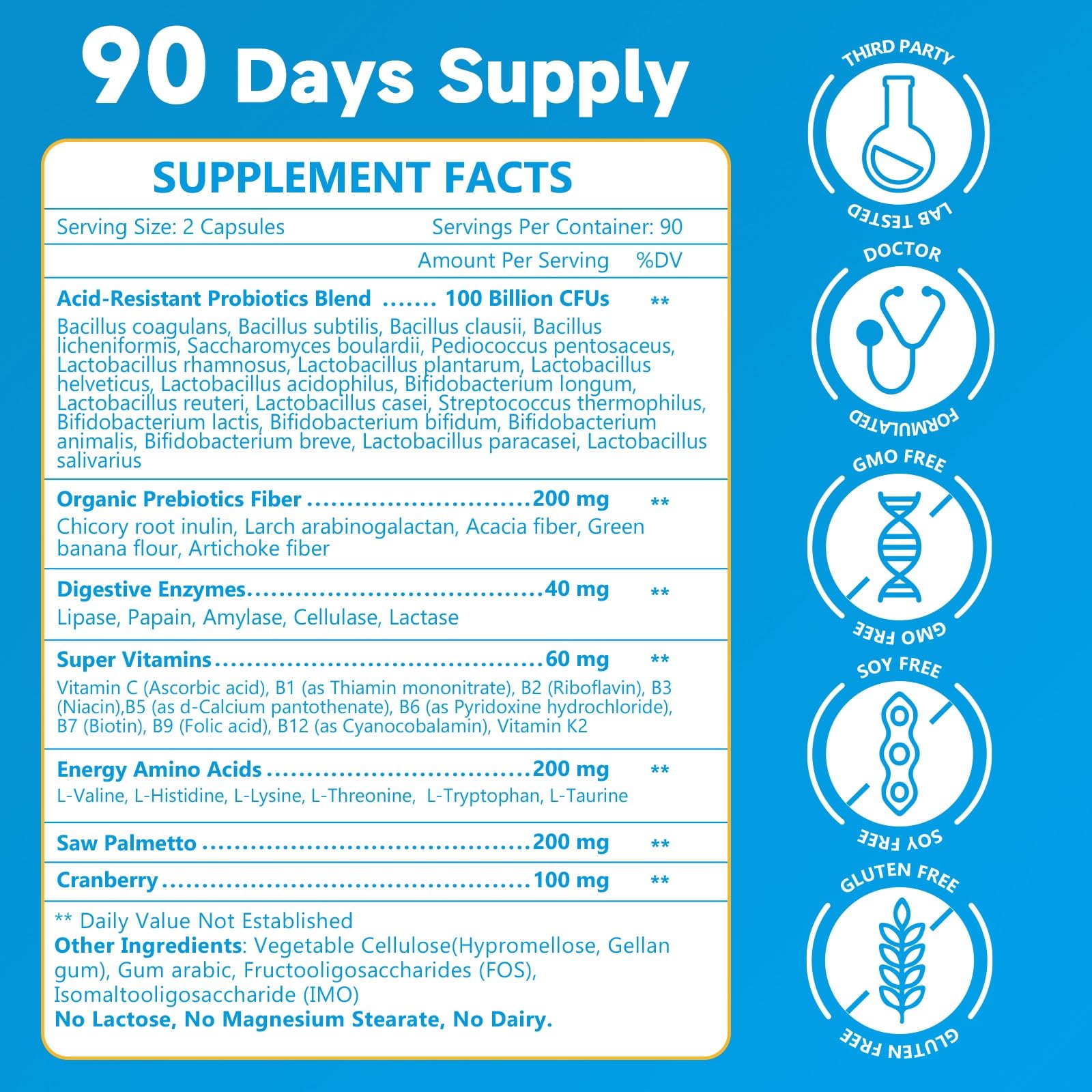 NATURE TARGET Probiotiques pour Hommes – prébiotiques et enzymes pour absorption nutritionnelle