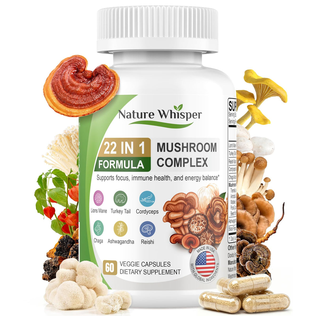 Nature Whisper Crinière de lion, capsules: soutien possible à la concentration et au bien-être