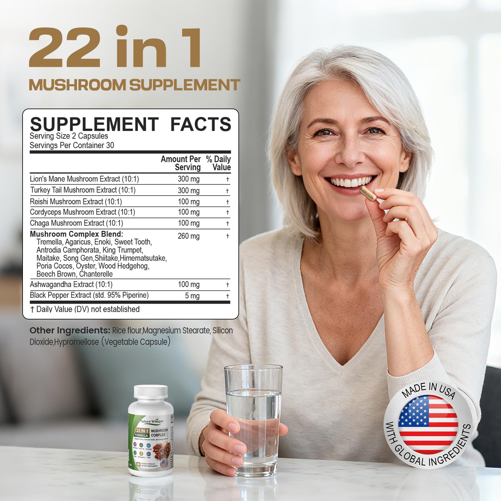 Nature Whisper Reishi, capsules: potentiel de concentration et clarté mentale