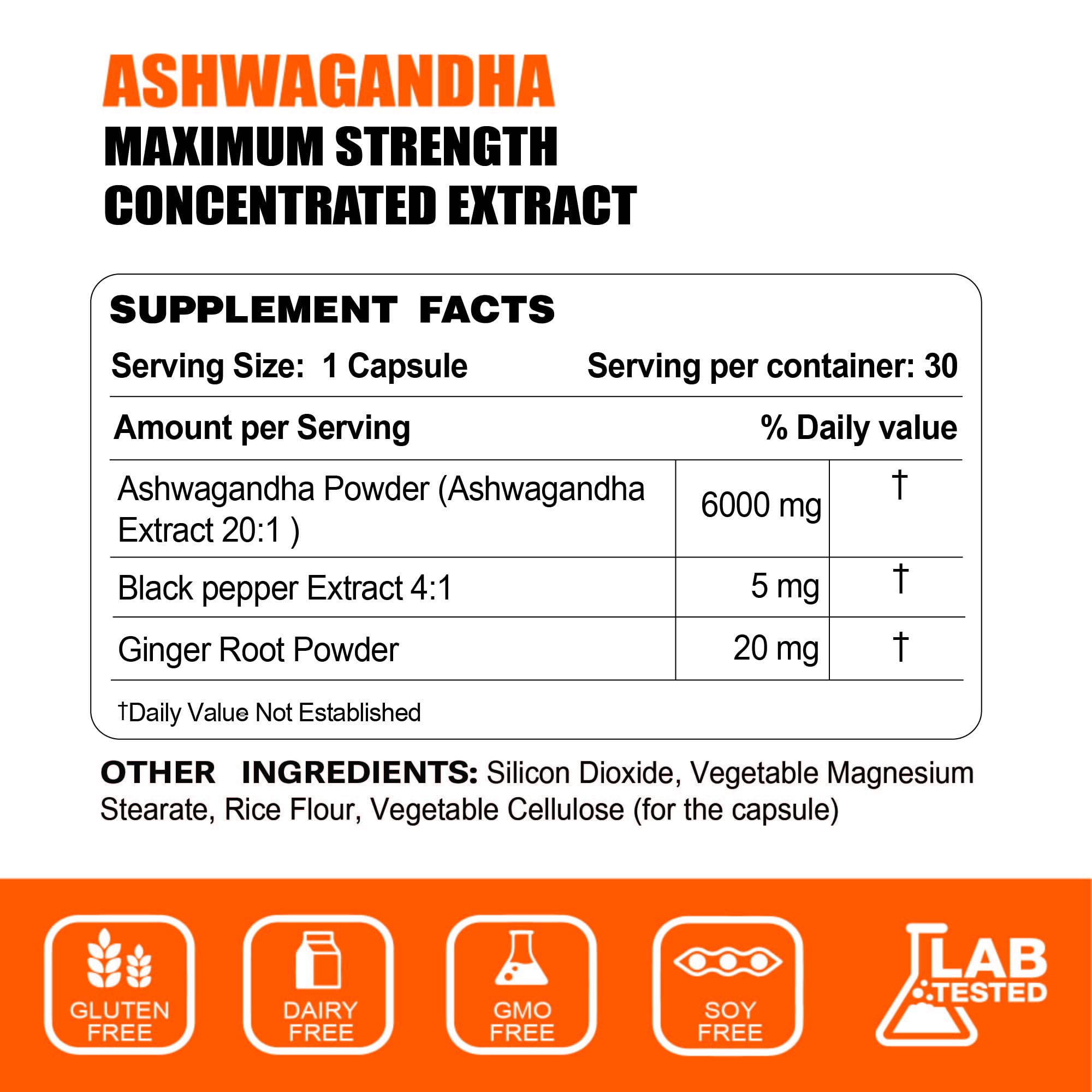Nature4U Ashwagandha avec poivre noir et gingembre pour meilleure biodisponibilité.
