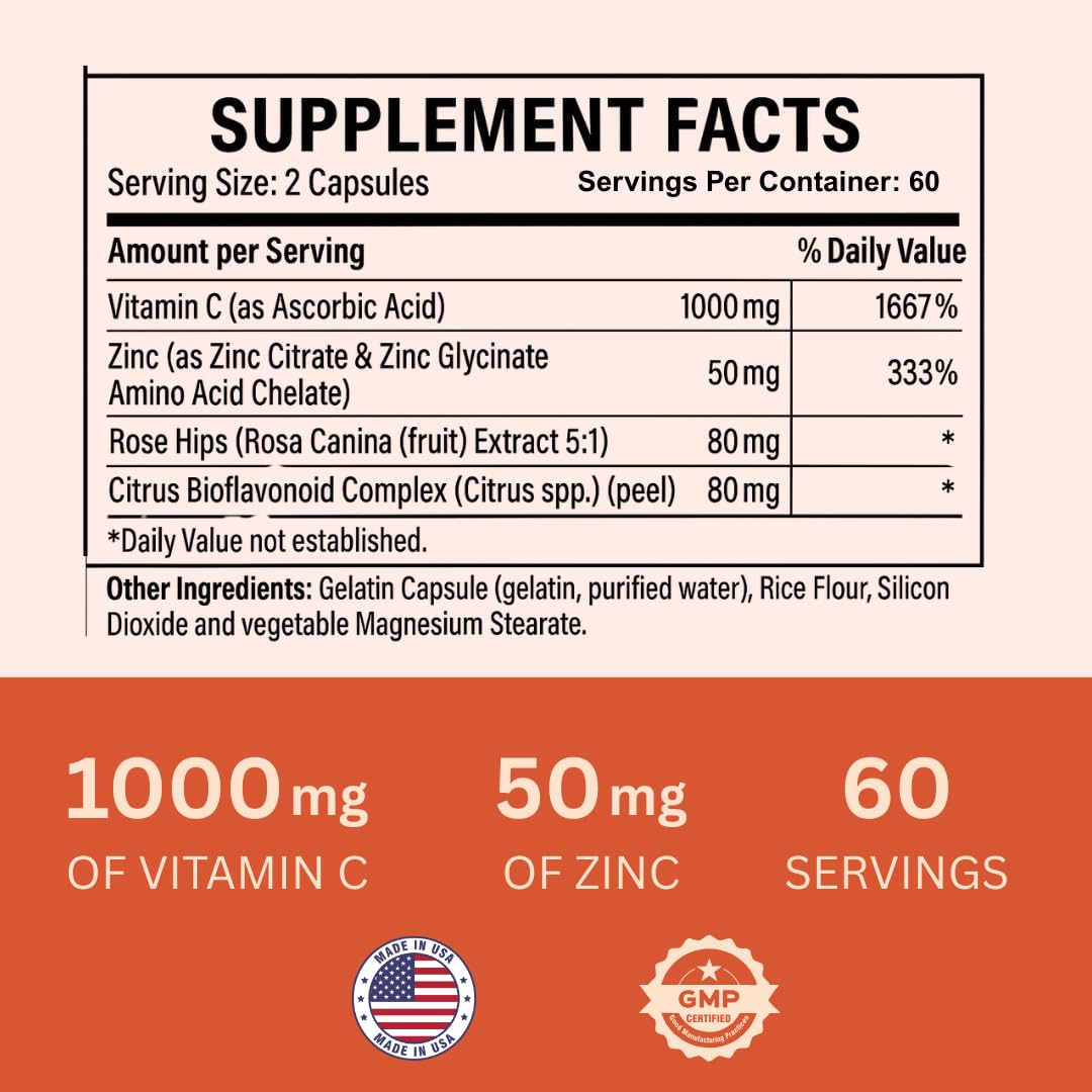 Nature4U gélules vitamine C et zinc, association bénéfique pour l'organisme.