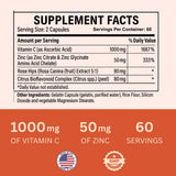 Nature4U gélules vitamine C et zinc, association bénéfique pour l'organisme.