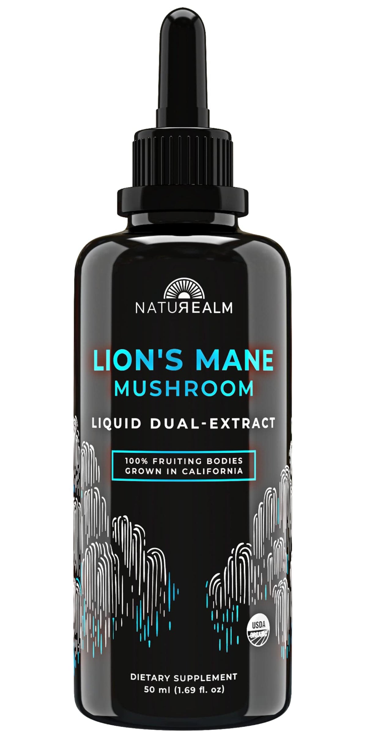 Naturealm crinière de lion, flacon ambré pratique en déplacement pour la concentration.