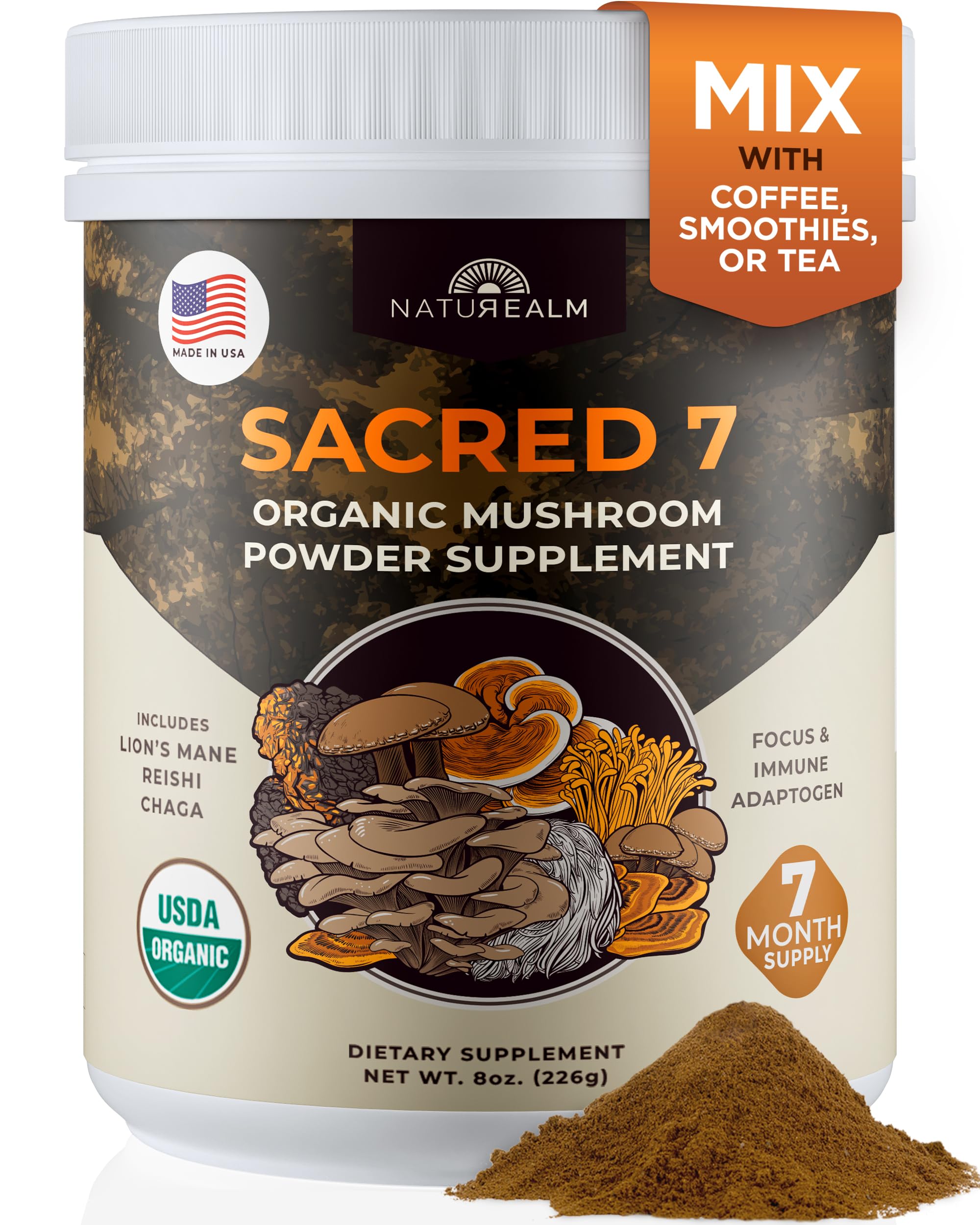 Naturealm Sacred7, bouteille-poudre: énergie naturelle et concentration sans tremblements.