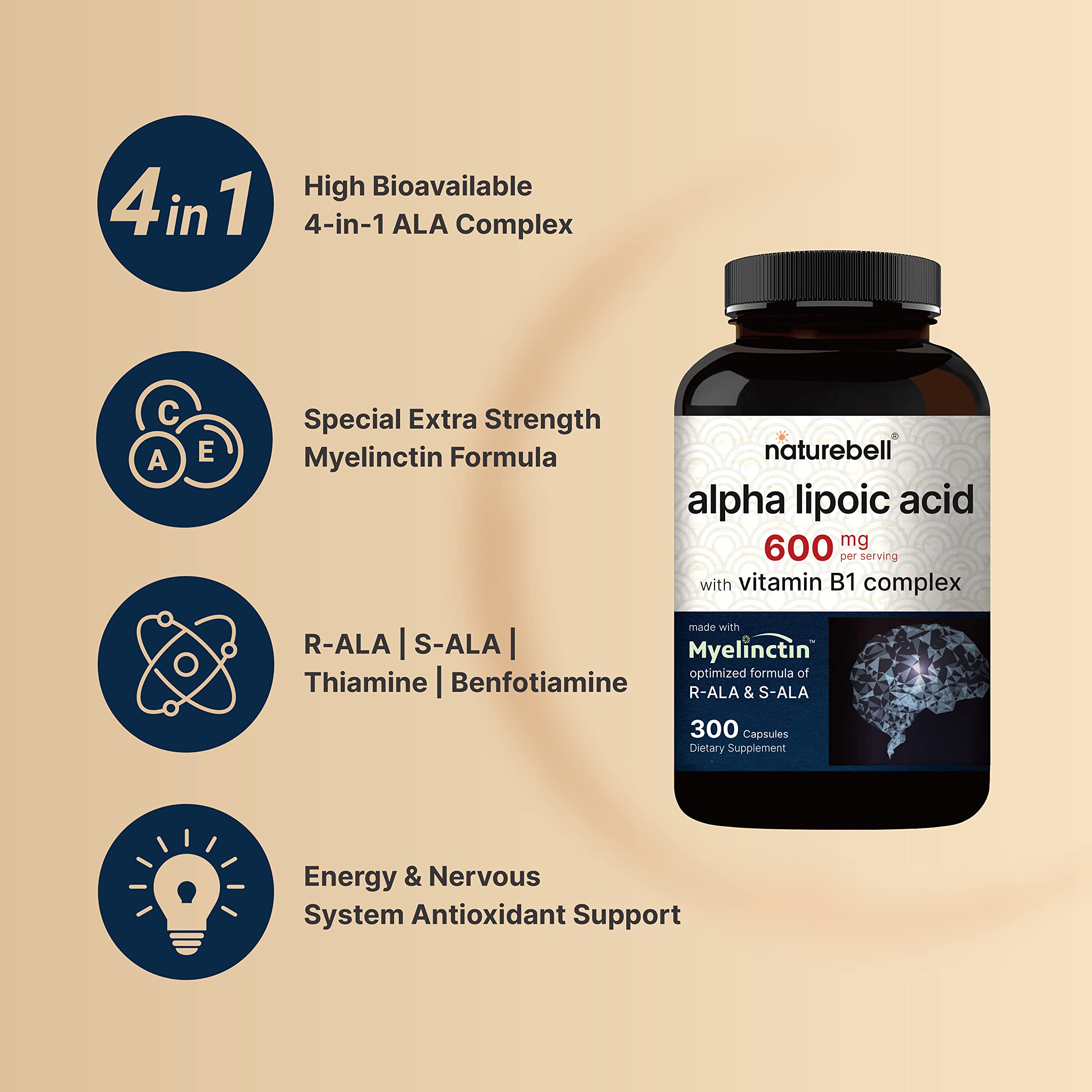 Capsules 600 mg NatureBell, biodisponibilité élevée pour énergie potentielle.