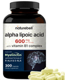 NatureBell Alpha Lipoic Acid Complexe sur bouteille, antioxydant potentiel et absorption élevée.