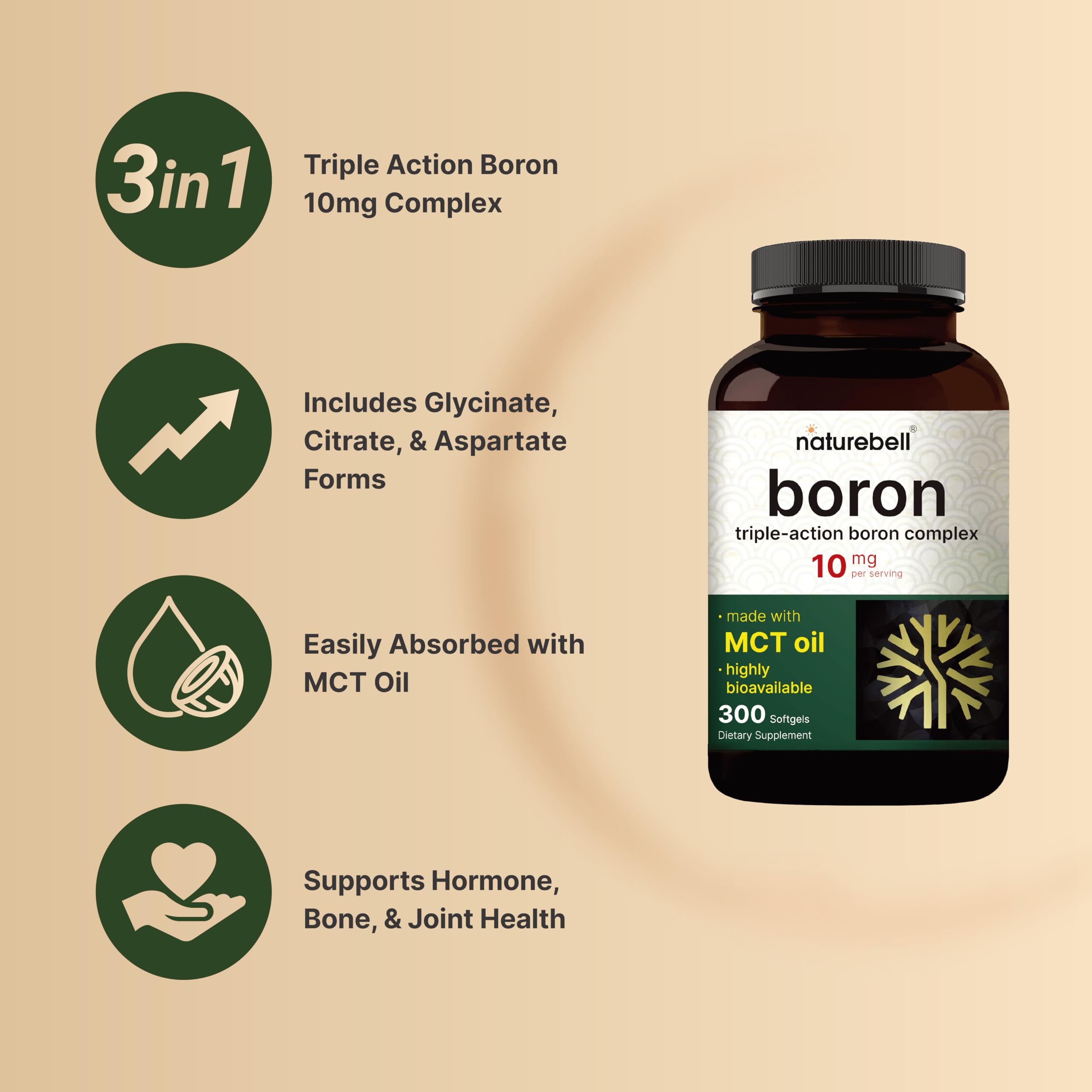 Formule triple boron glycinate-citrate-aspartate, complexe biodisponible pour soutien minéral.