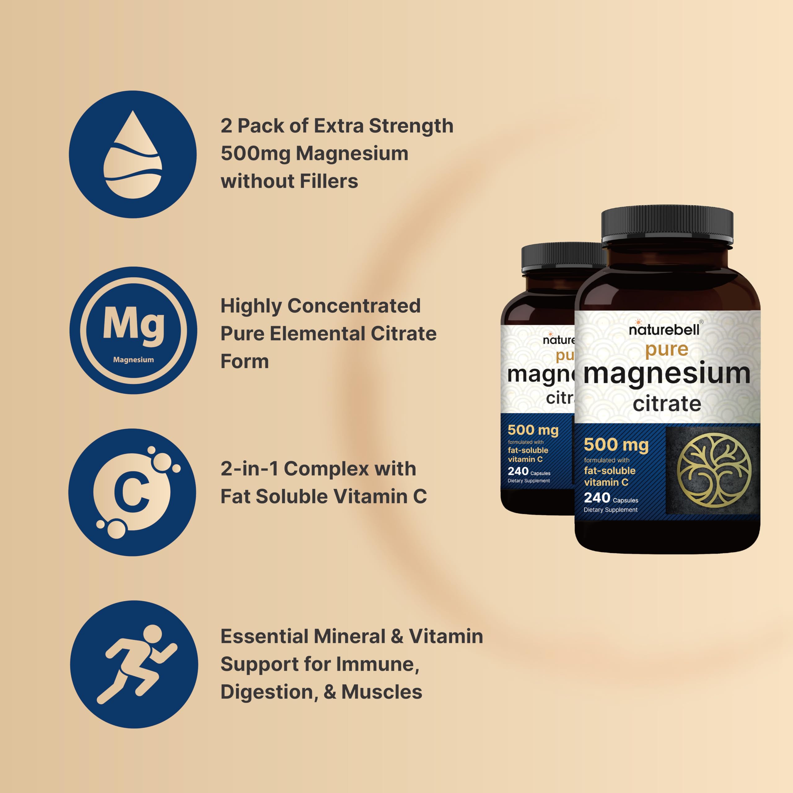 Capsules NatureBell magnésium citrate – prise quotidienne pratique