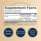 Capsules NatureBell Methyl Folate et B12, faciles à avaler.