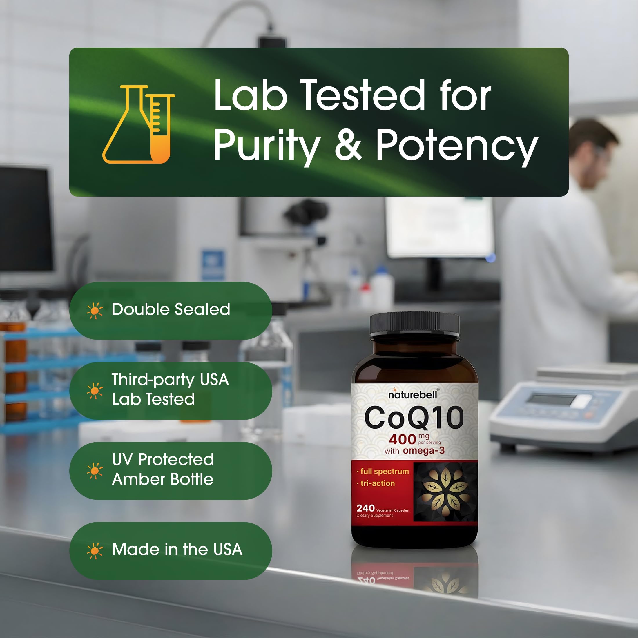 NatureBell CoQ10 Omega-3: capsules ouvertes révélant la texture.