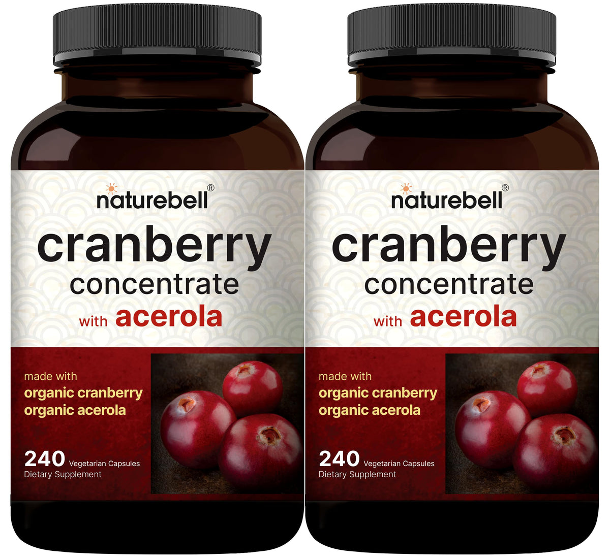 NatureBell canneberge-acerola en bouteille, accessoire pratique pour une routine journalière.