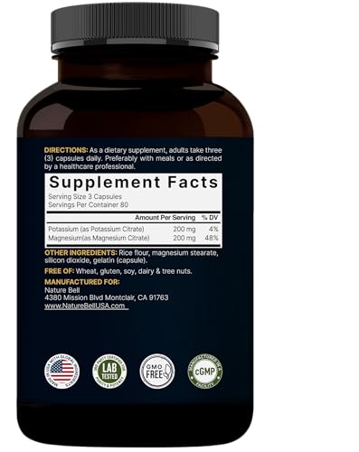 NatureBell deux-en-un potassium magnésium citrate: soutien polyvalent