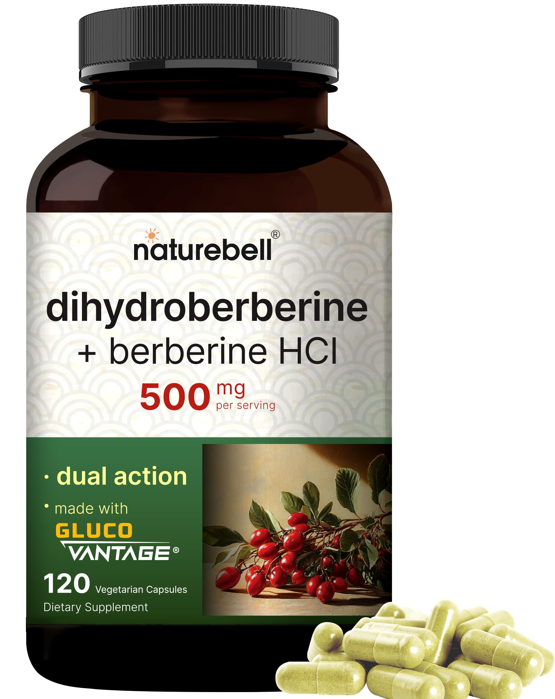 NatureBell Dihydroberberine − bouteille, soutien potentiel à la vitalité au quotidien.