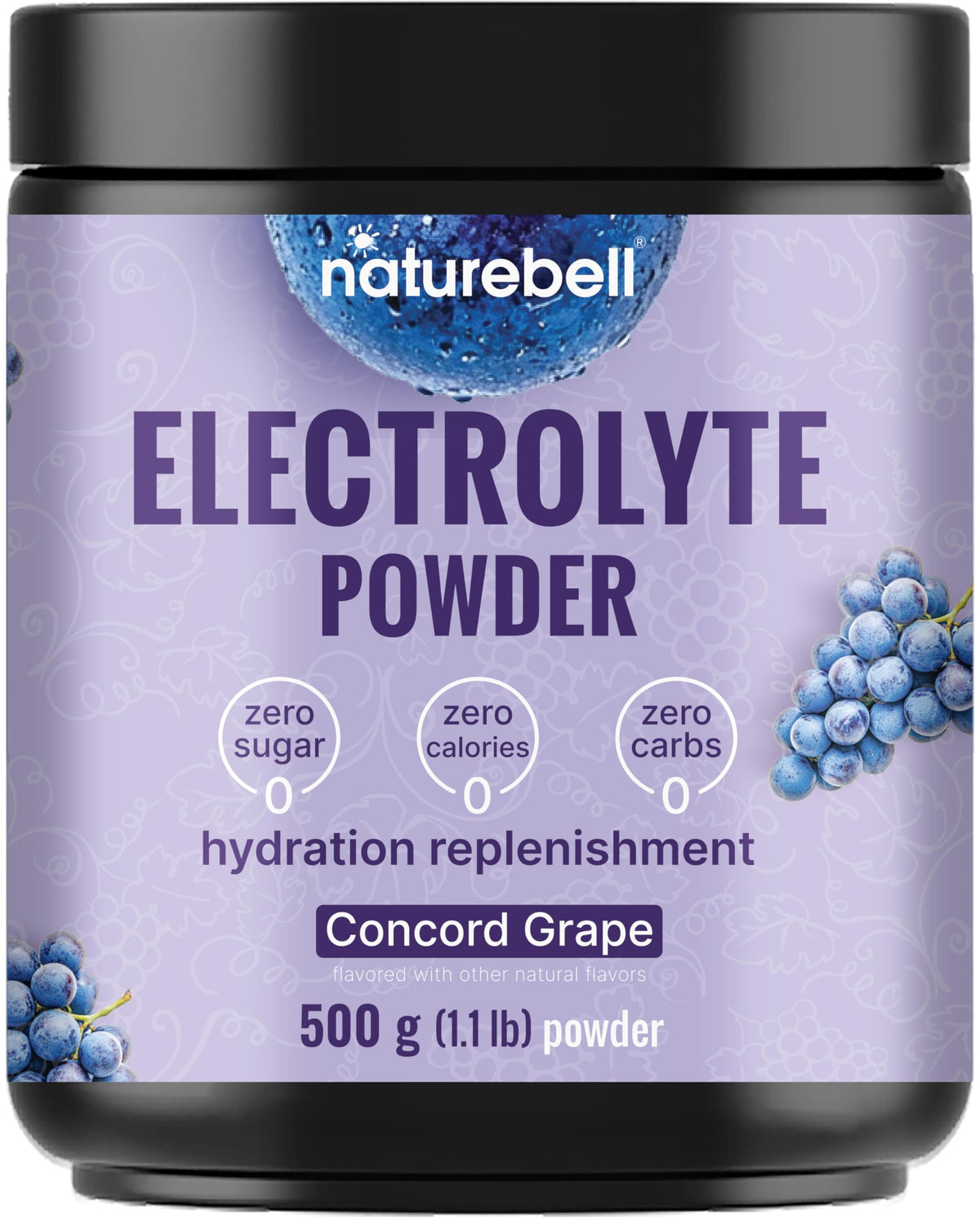 NatureBell Électrolytes emballage 500 g, hydratation pratique.