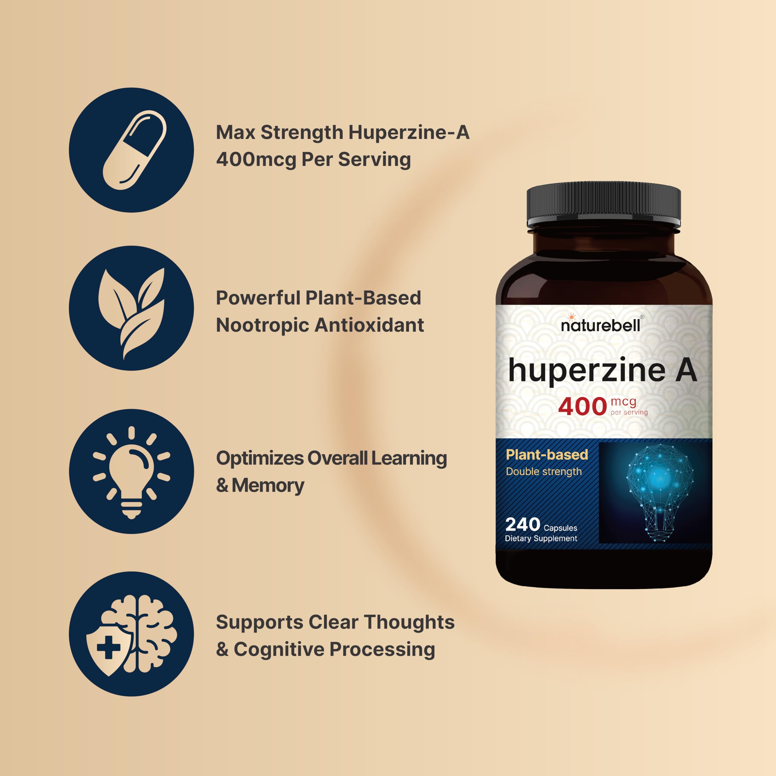 Capsules NatureBell Huperzine A visibles dans la boîte.