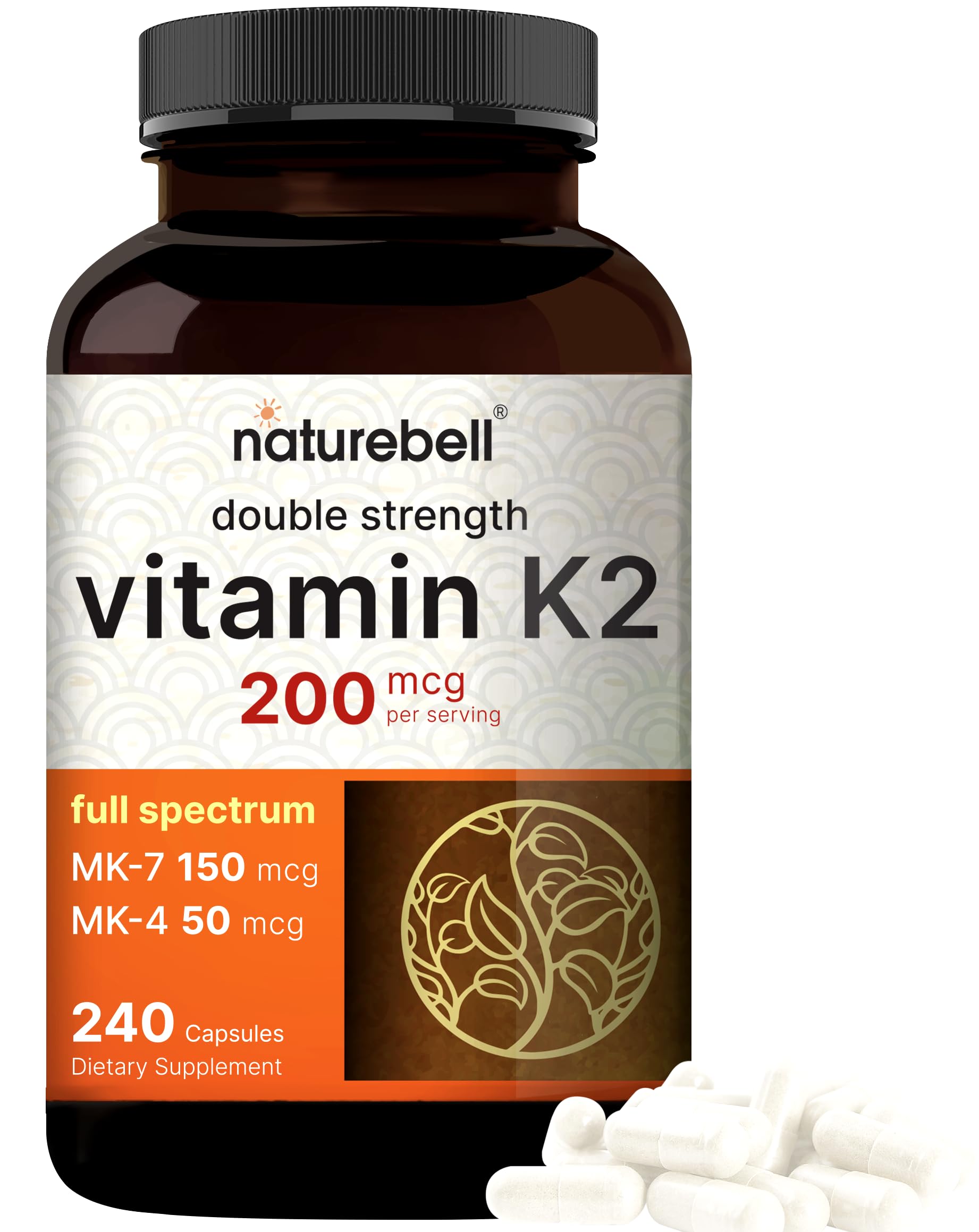 NatureBell K2 MK4 MK7 - bouteille illustrant le complément pour la santé des os