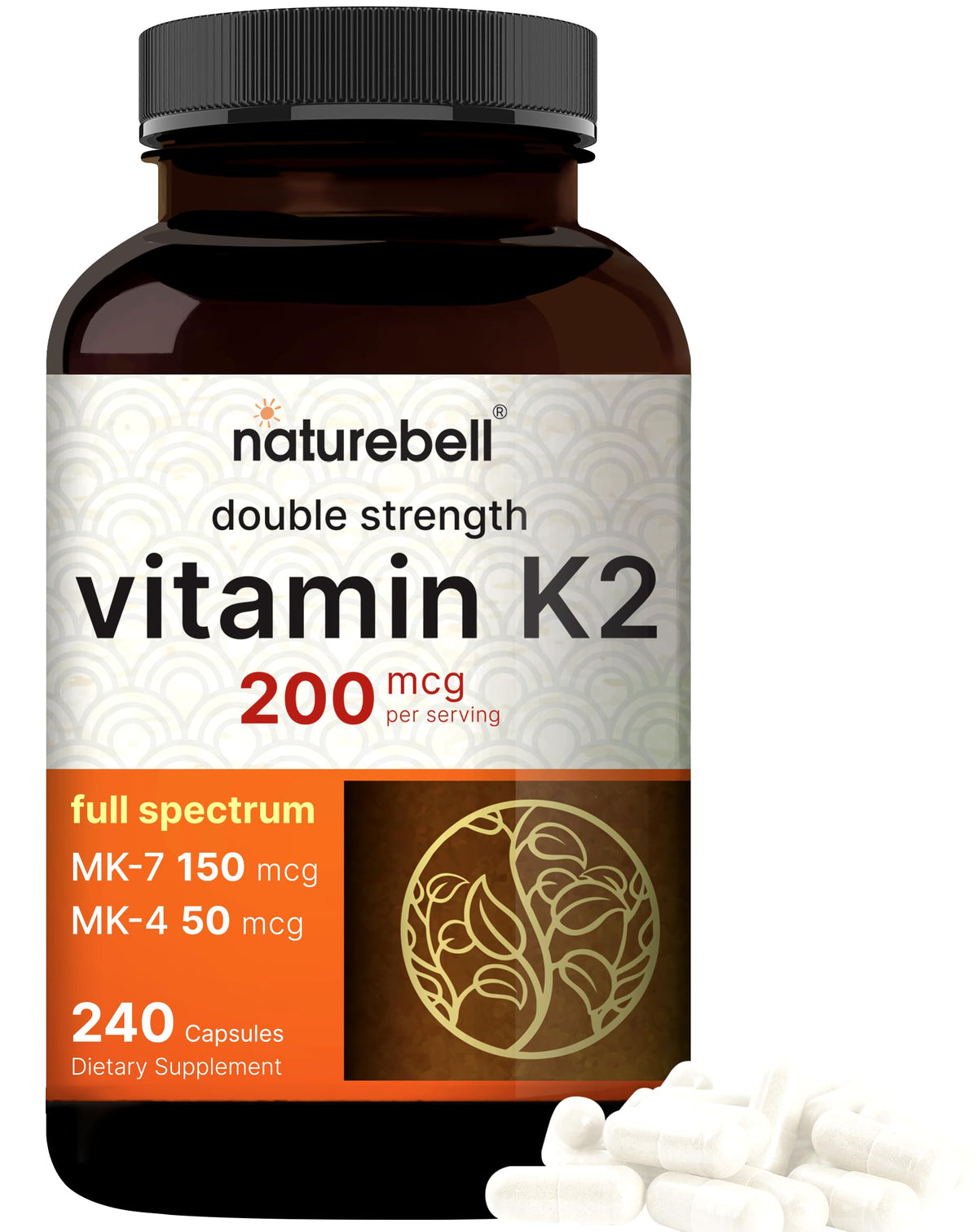 NatureBell K2 MK4 MK7 - bouteille illustrant le complément pour la santé des os