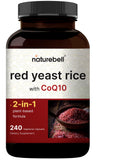 NatureBell levure rouge CoQ10 capsules - bouteille: soutien cardiovasculaire potentiel et énergie.