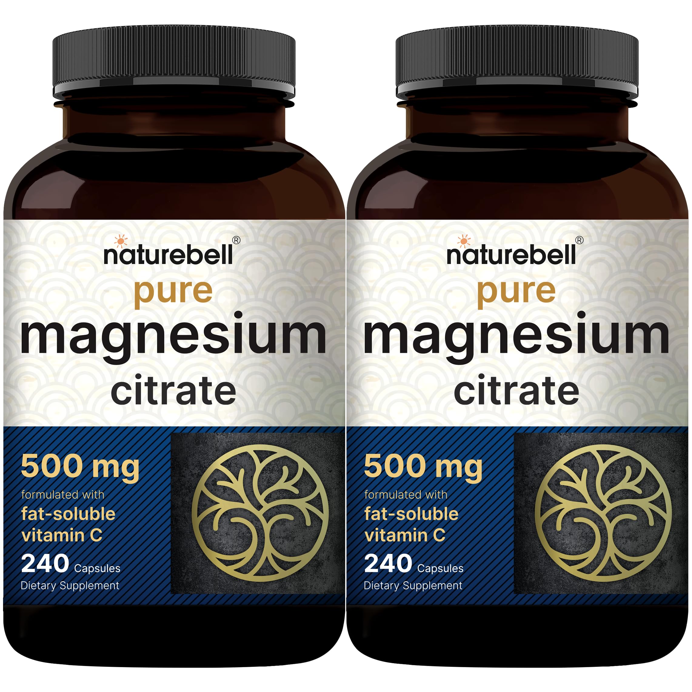 NatureBell magnésium citrate 500mg capsules – ingestion facile et dosage pratique