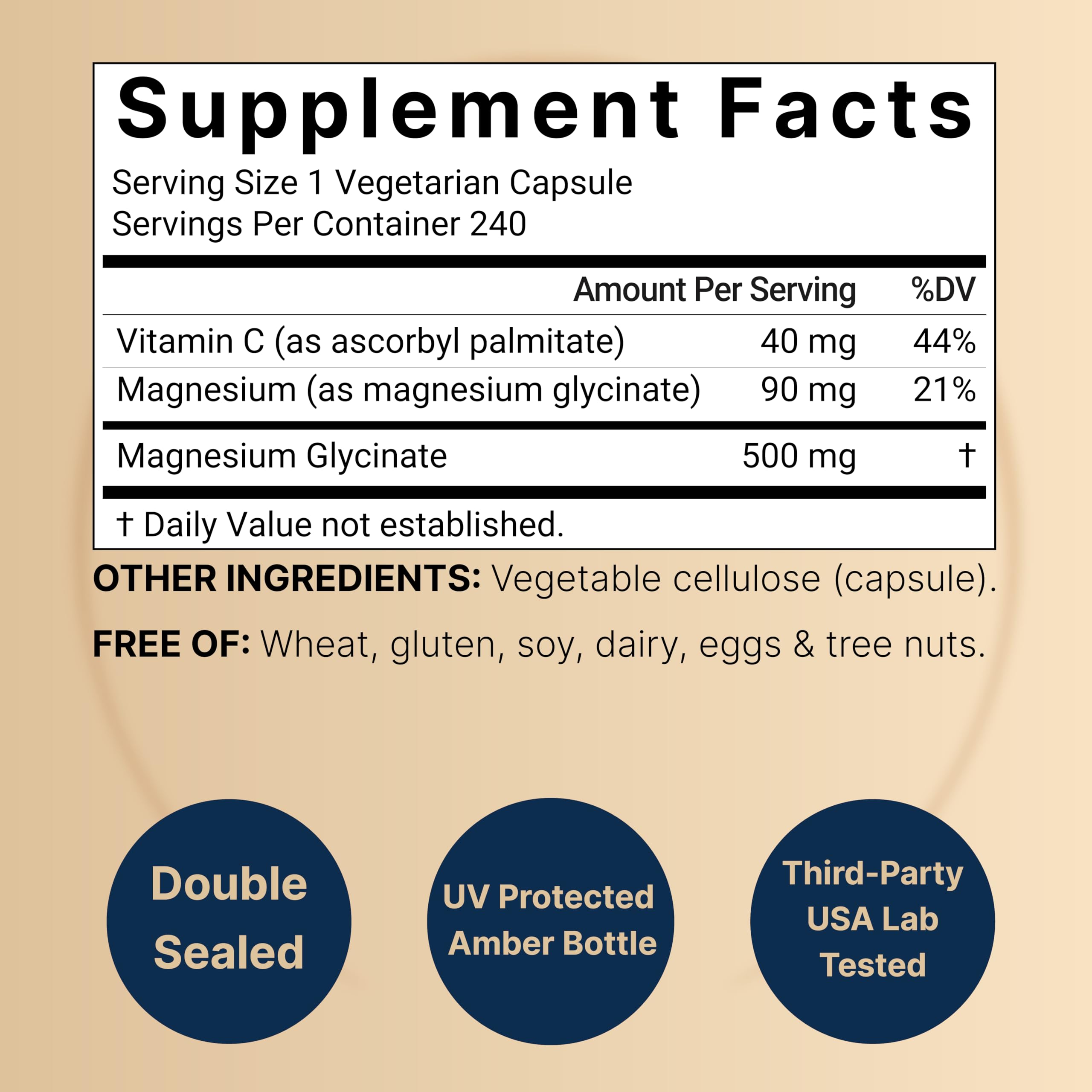 NatureBell magnésium glycinate 500 mg – capsules, absorption potentielle améliorée.