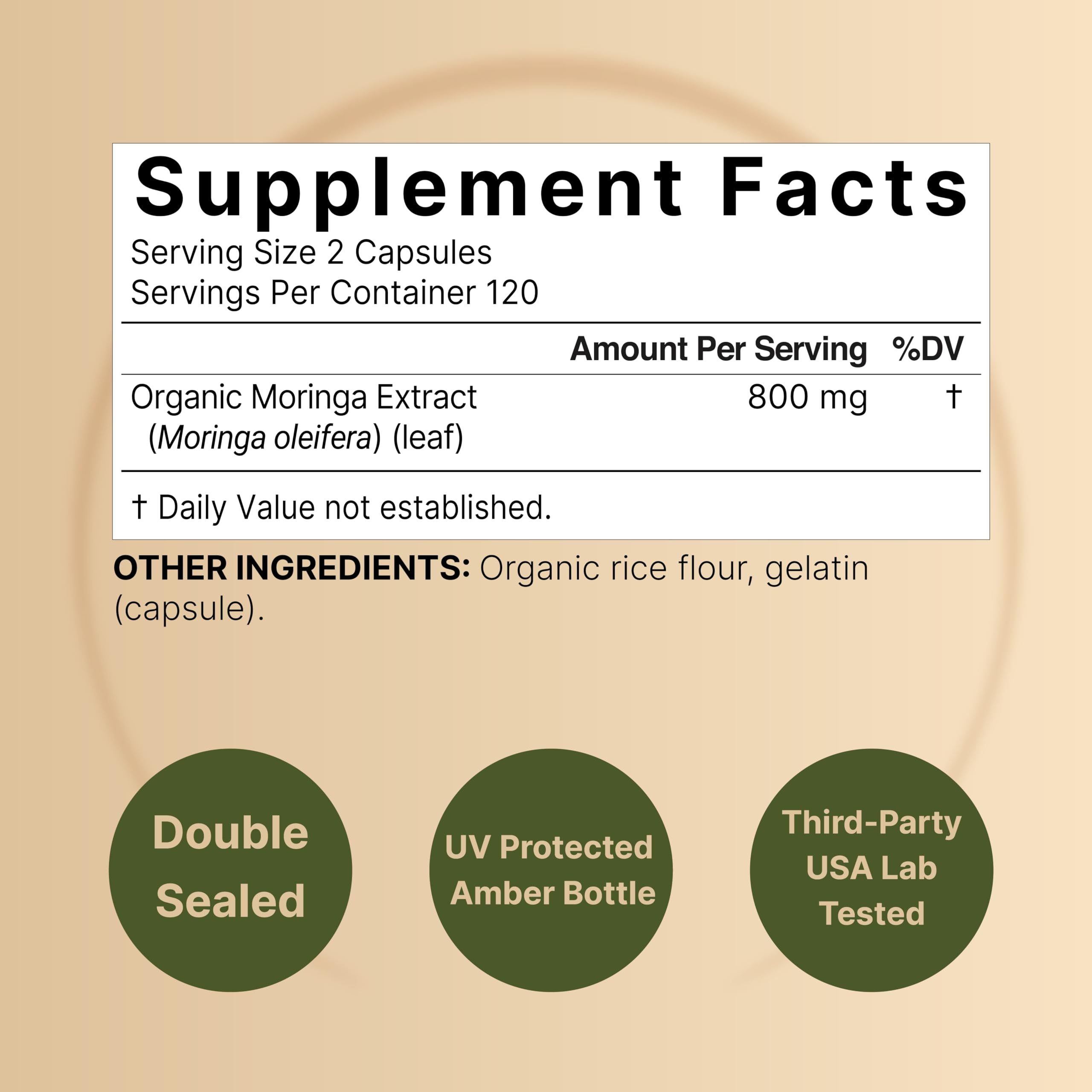 NatureBell Moringa bouteille de 240 capsules sur fond clair — soutien potentiel e0 l'e9nergie et au bien-0eatre.