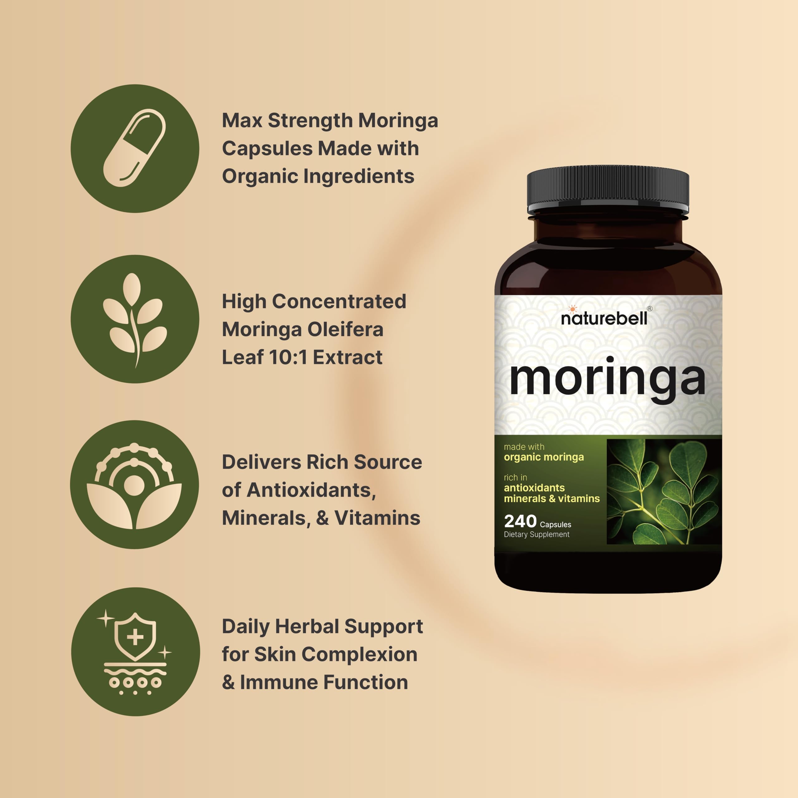 NatureBell Moringa feuilles indiennes — origine et purete9 pour une nutrition naturelle.