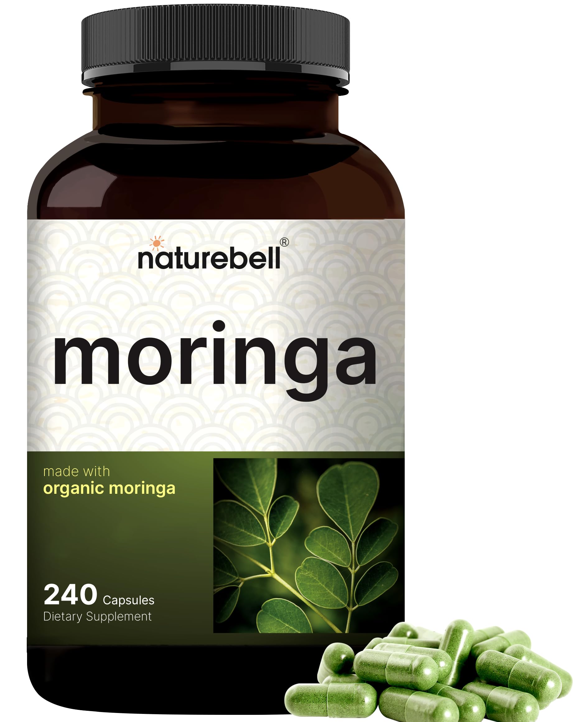 NatureBell Moringa ge9lules 800 mg et extrait-feuille pour énergie potentielle.
