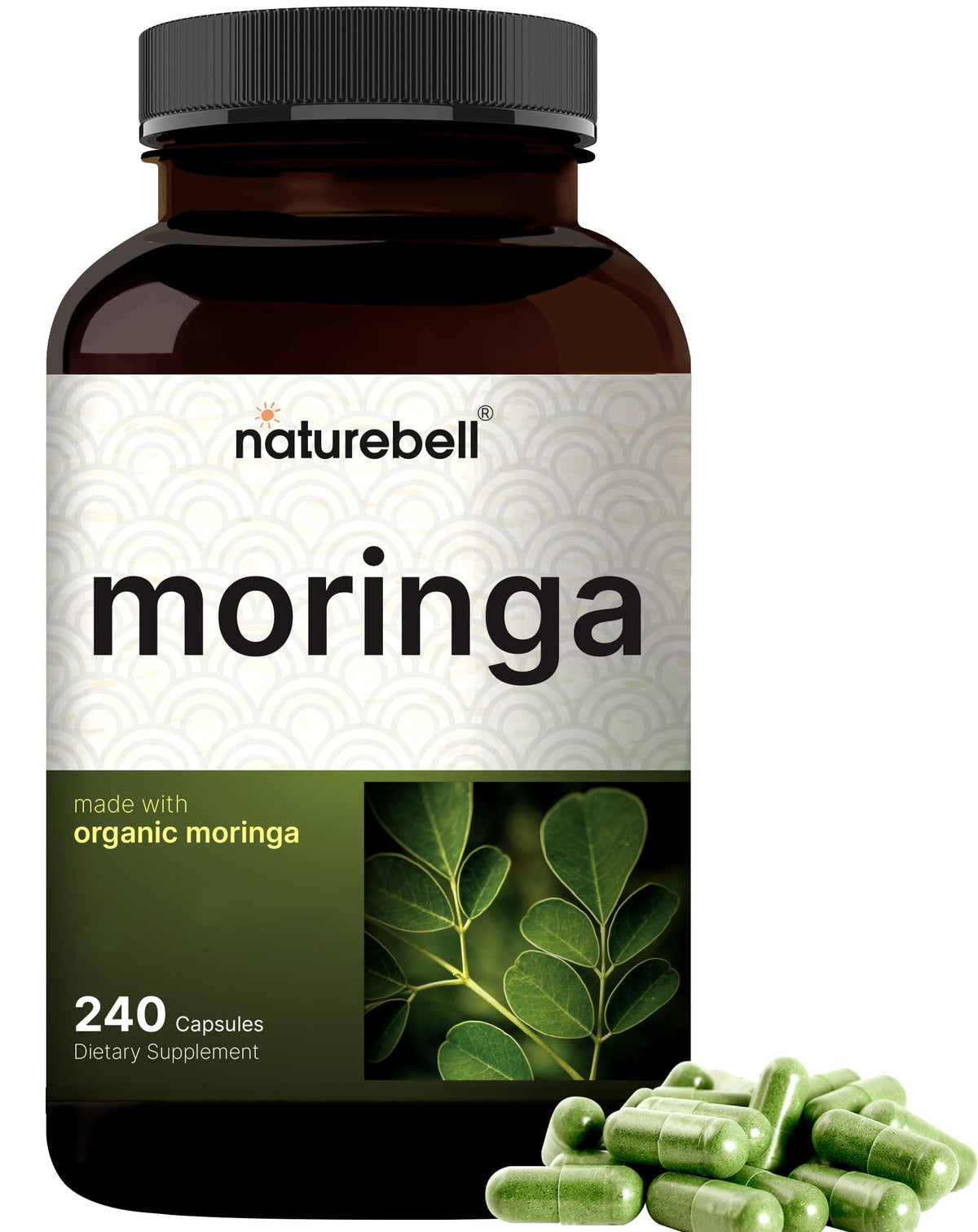 NatureBell Moringa ge9lules 800 mg et extrait-feuille pour énergie potentielle.