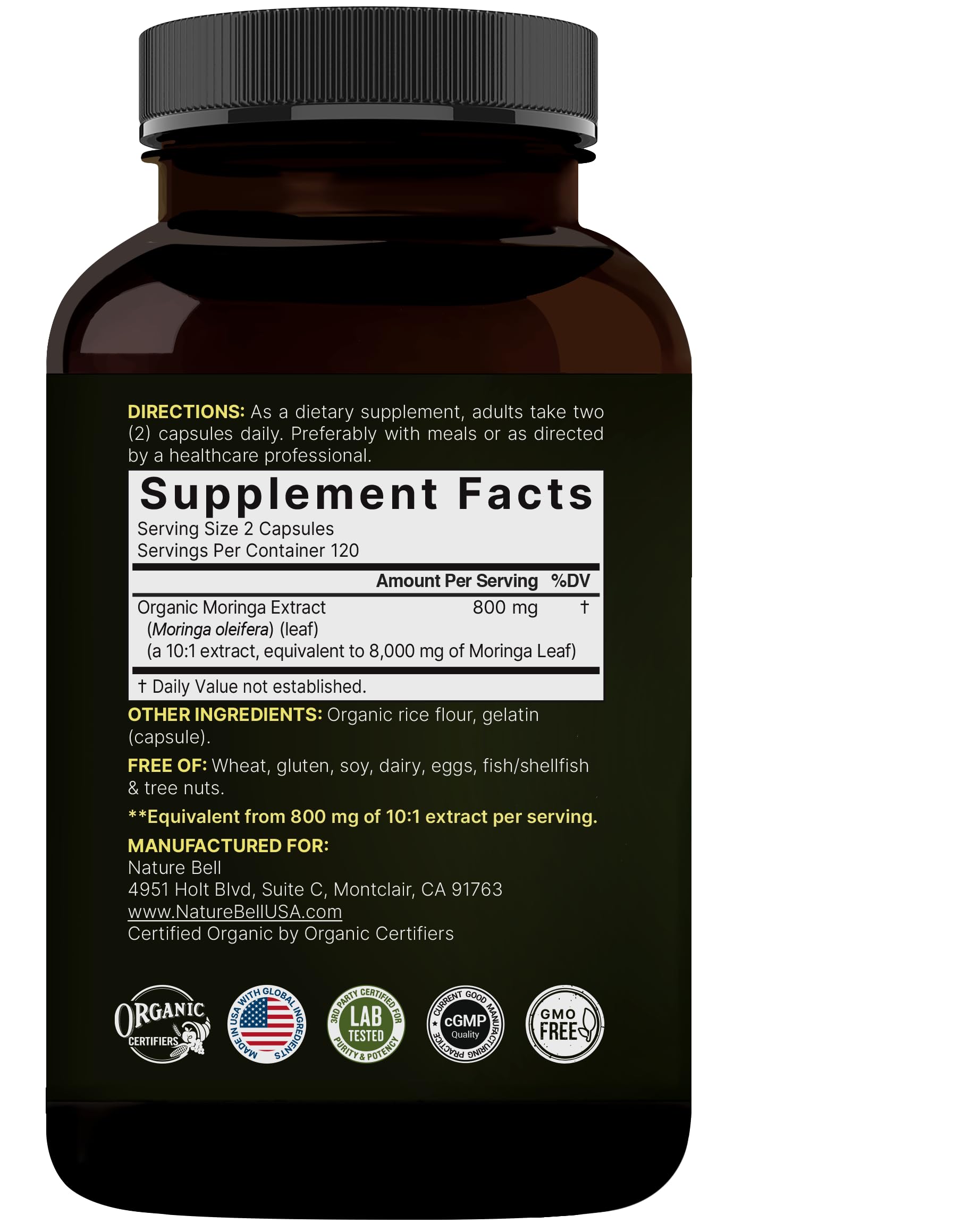 NatureBell Moringa - sans OGM et non irradié.