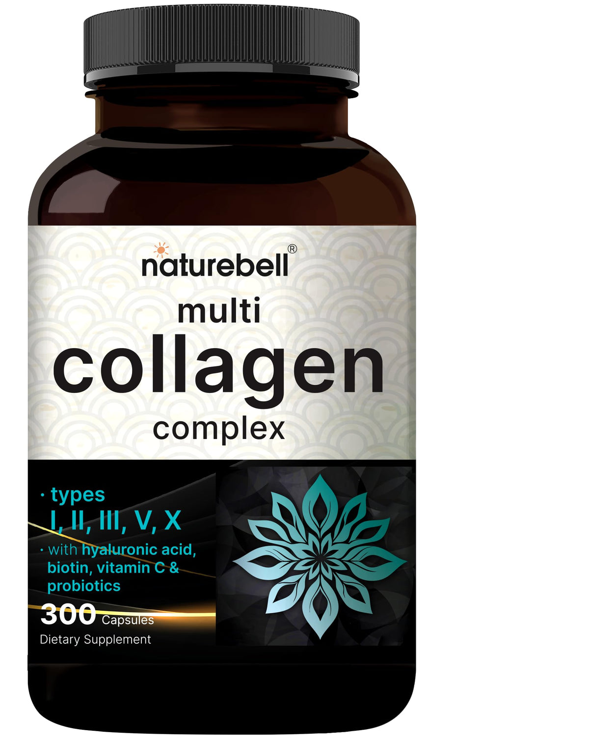 NatureBell Multi Collagen en bouteille, capsules prêtes pour soutenir cheveux et peau.