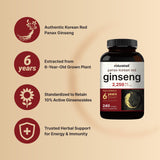 NatureBell Panax ginseng coréen rouge – étiquette détaillant dosage et ingrédients.
