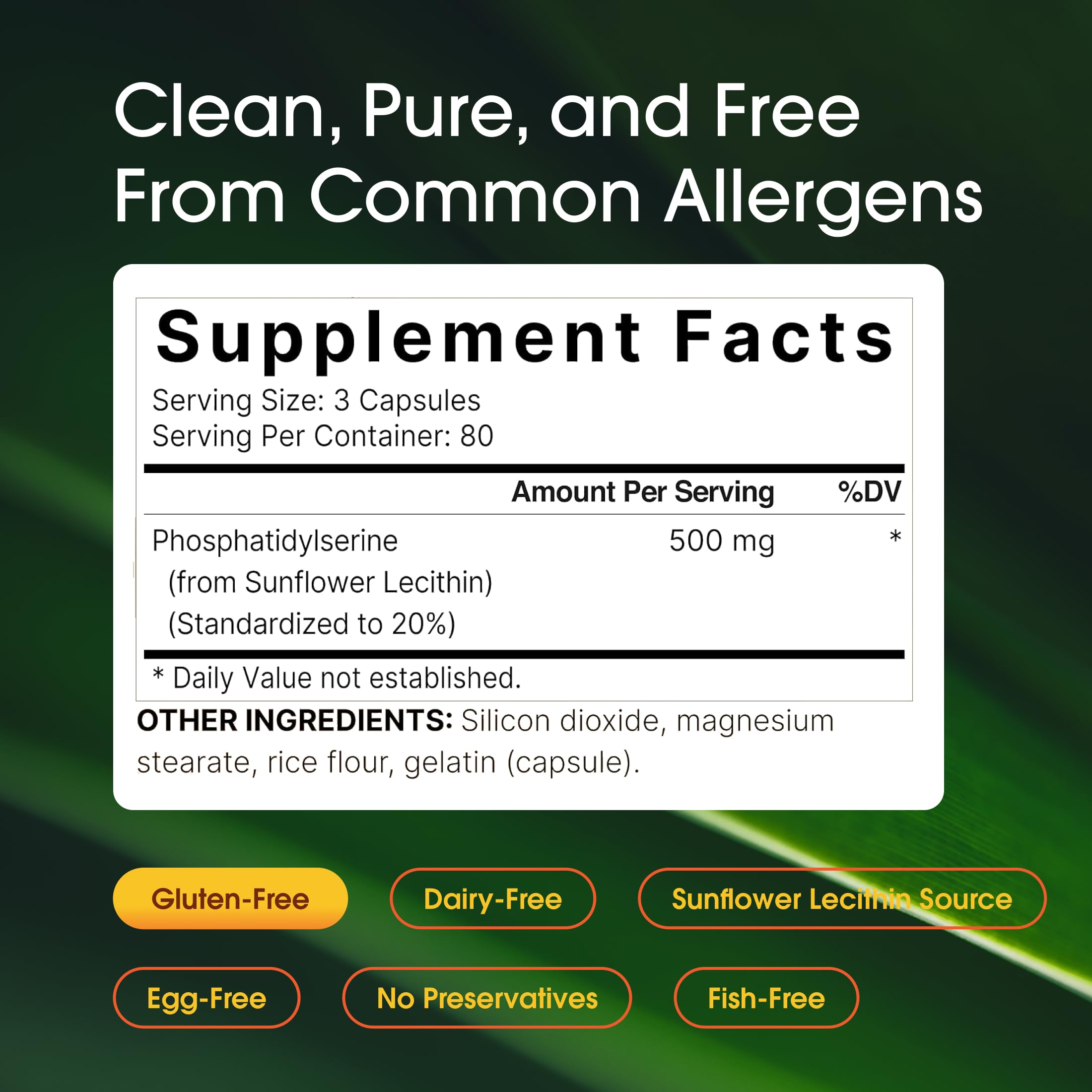 NatureBell phosphatidylserine 500mg – Lécithine de tournesol sans soja