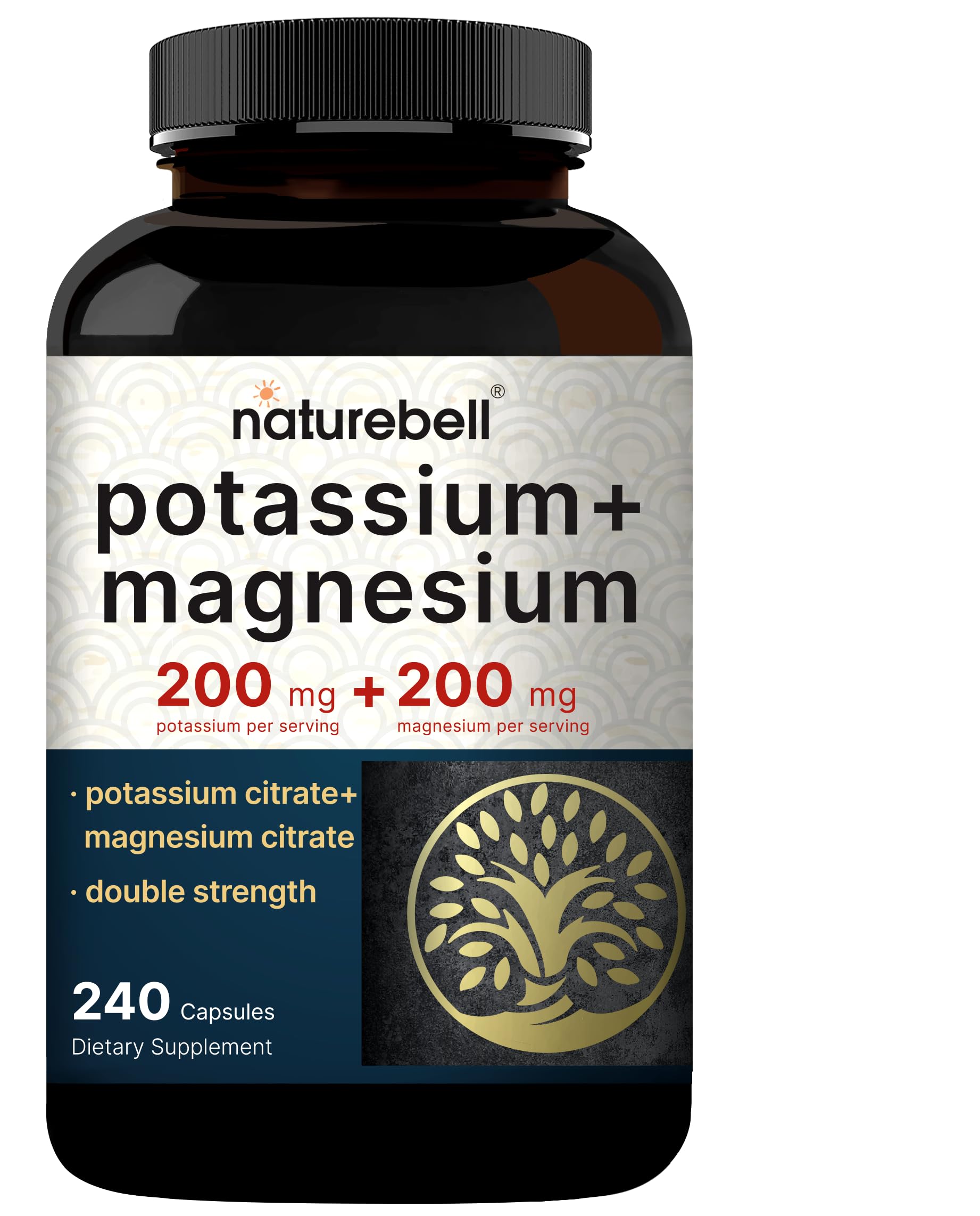 NatureBell potassium magnésium: bouteille d'électrolytes avec capsules faciles à avaler pour l'hydratation