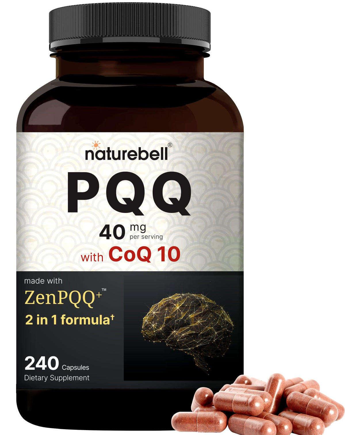NatureBell PQQ avec CoQ10 – bouteille, énergie potentielle pour la journée