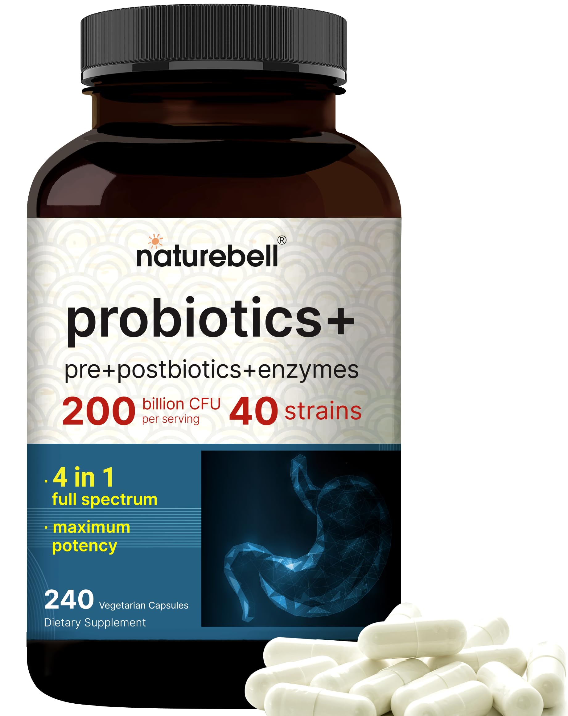 NatureBell Probiotiques 200 Milliards CFU – flacon pratique pour le quotidien