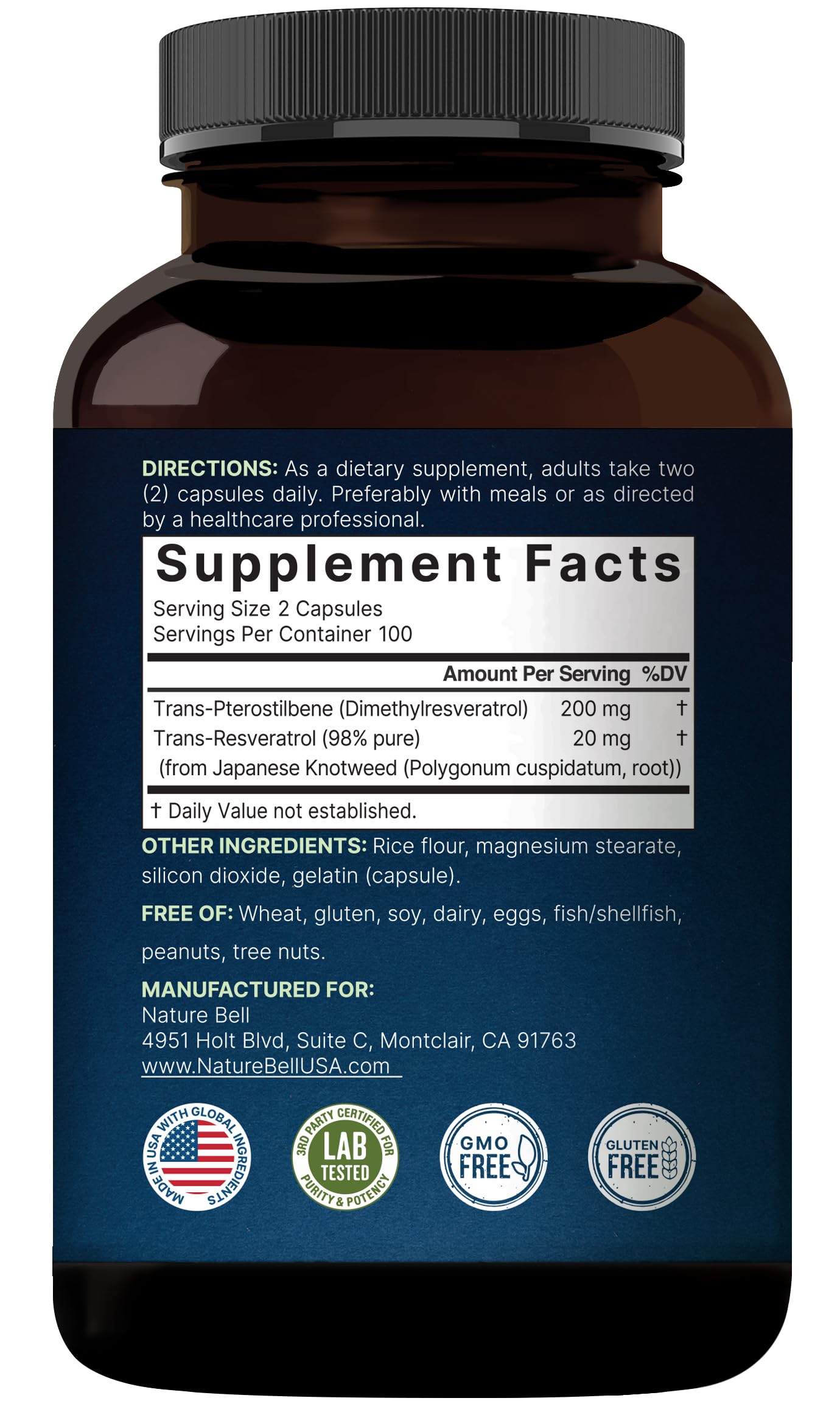 NatureBell Pterostilbene: utilisation quotidienne possible pour soutenir le bien-être.
