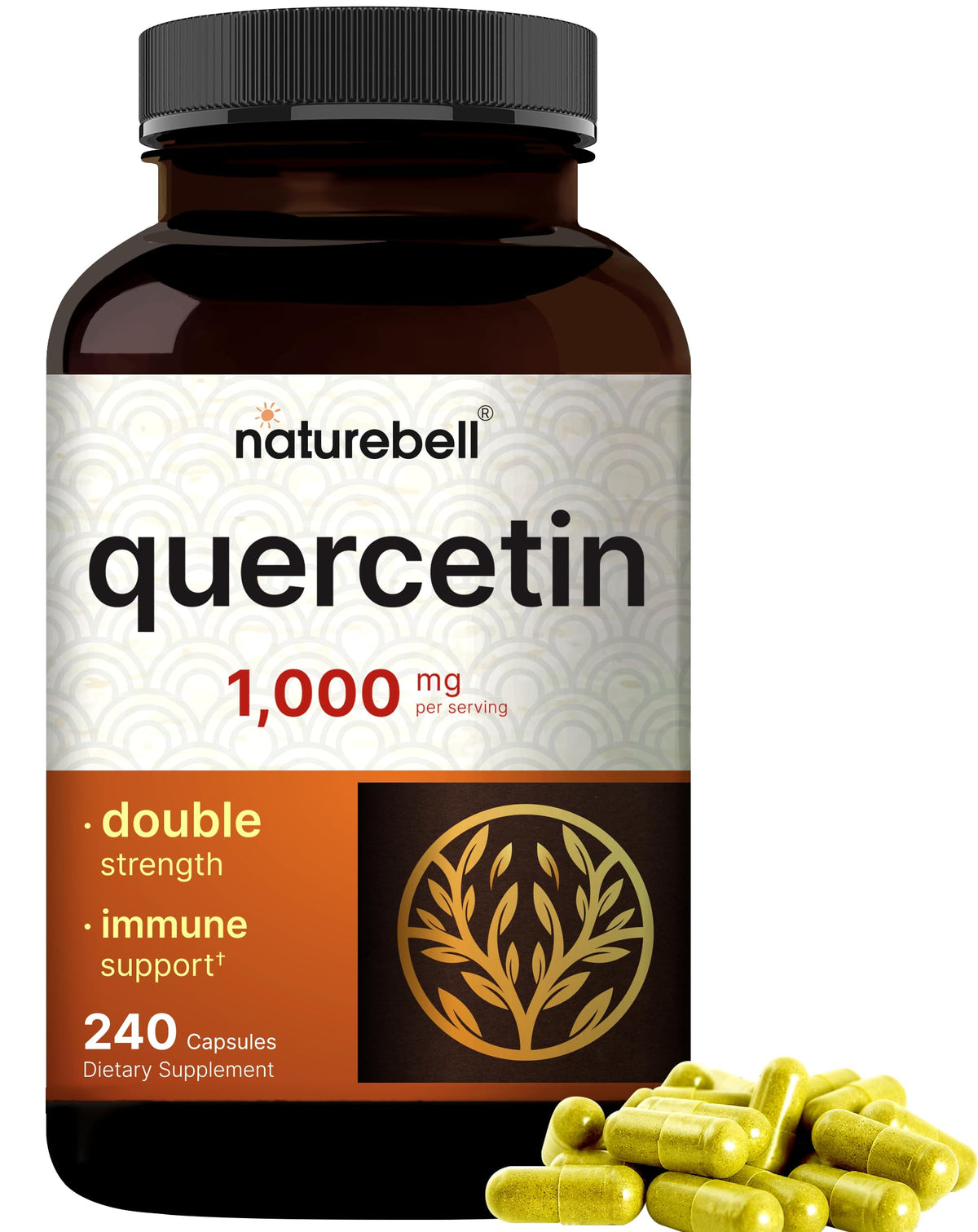 NatureBell Quercetine 1 000 mg – bouteille affichant l’étiquette et le nom du produit