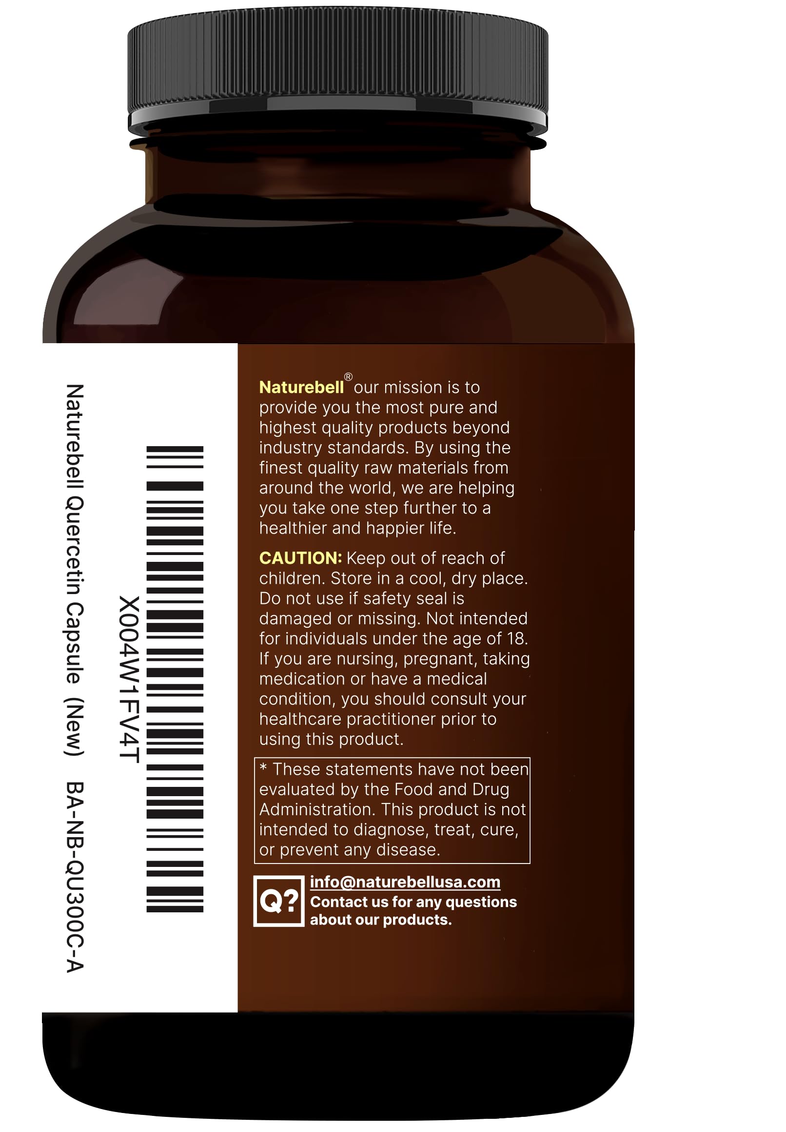 NatureBell Quercetine – étiquette claire, dosage 500 mg.