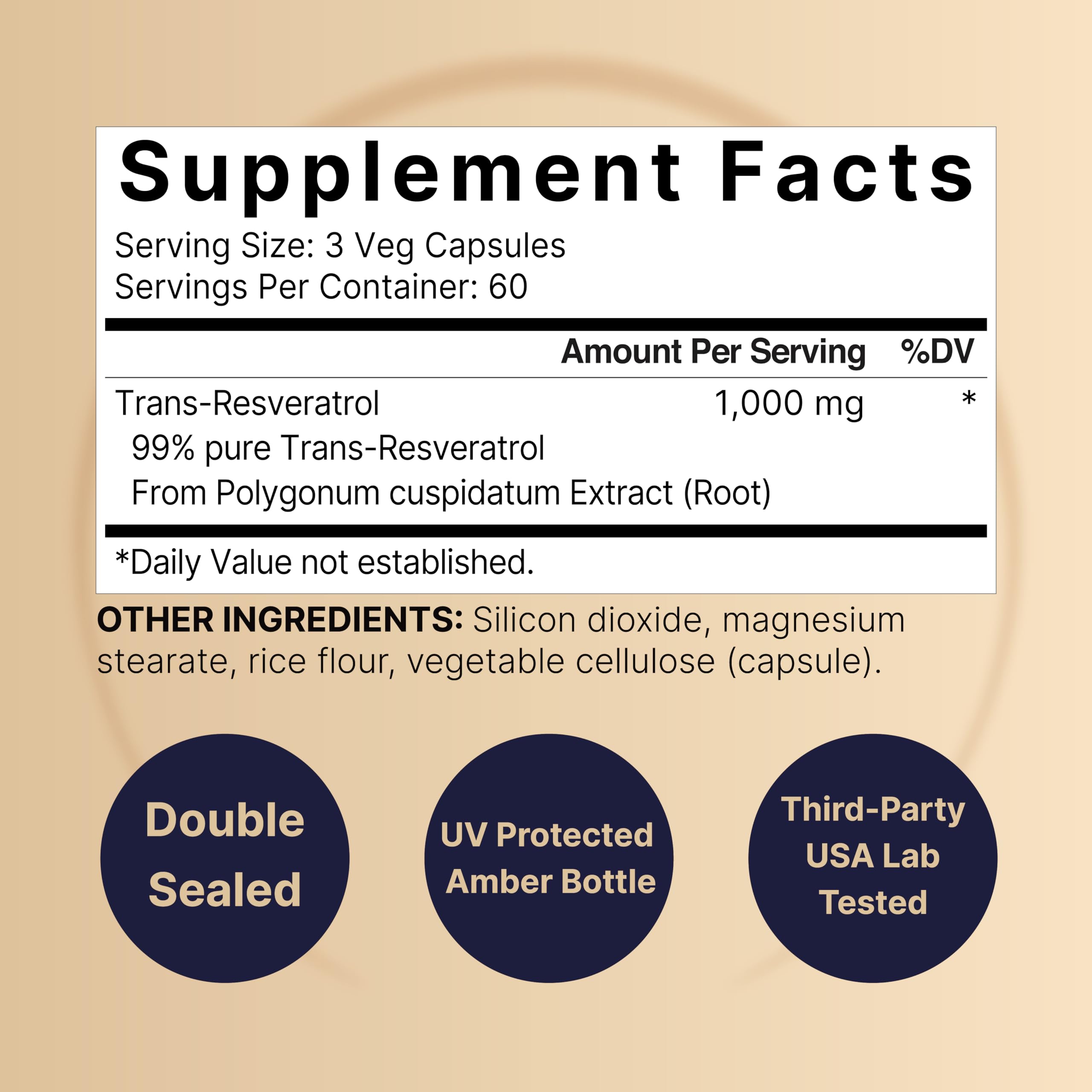 NatureBell Résveratrol, capsules végétales et pureté non‑OGM.