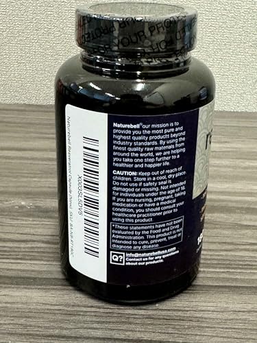 NatureBell Résveratrol, dosage 1000 mg, absorption améliorée.