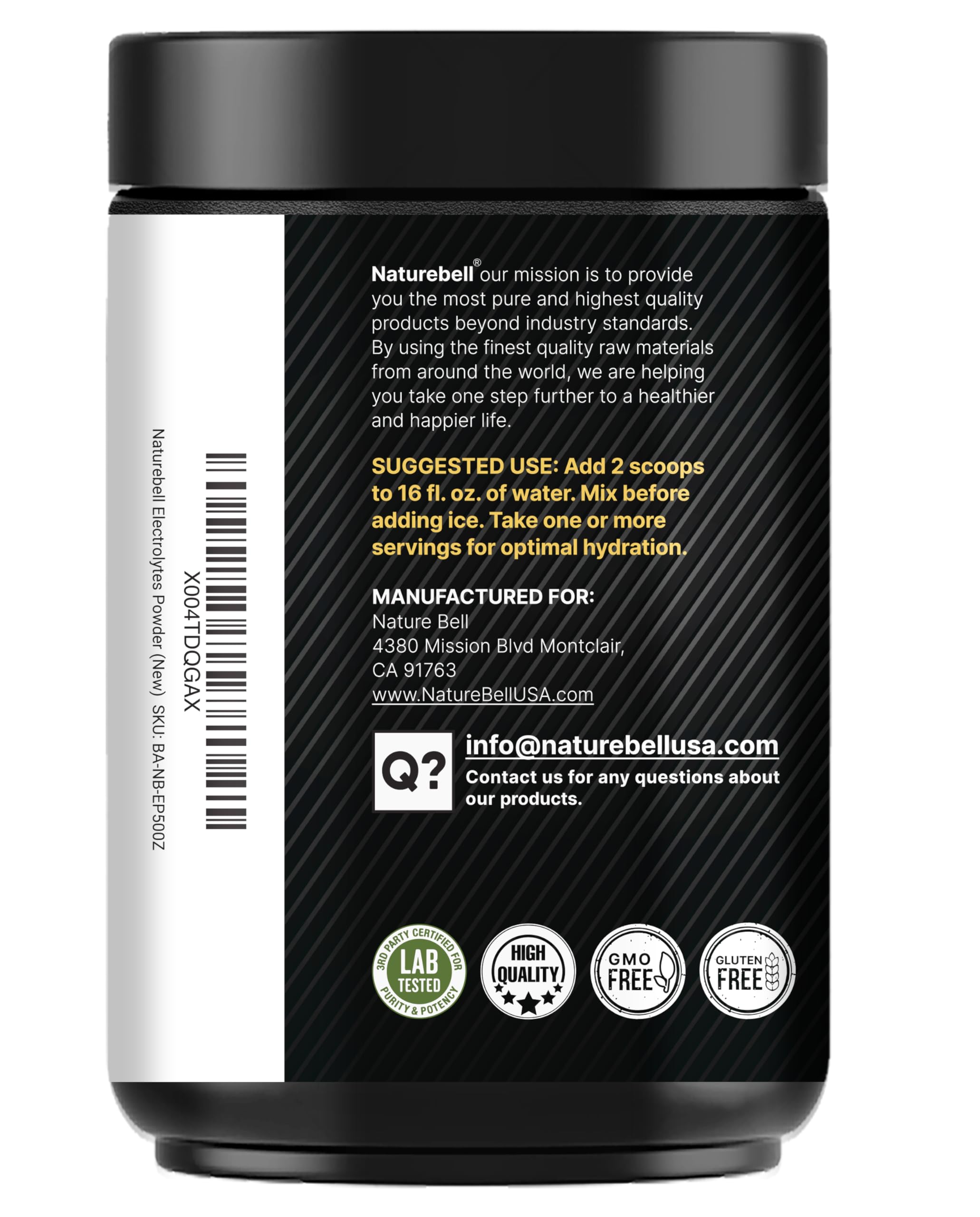 NatureBell Sport Electrolytes extrait de noix de coco, source naturelle d’électrolytes