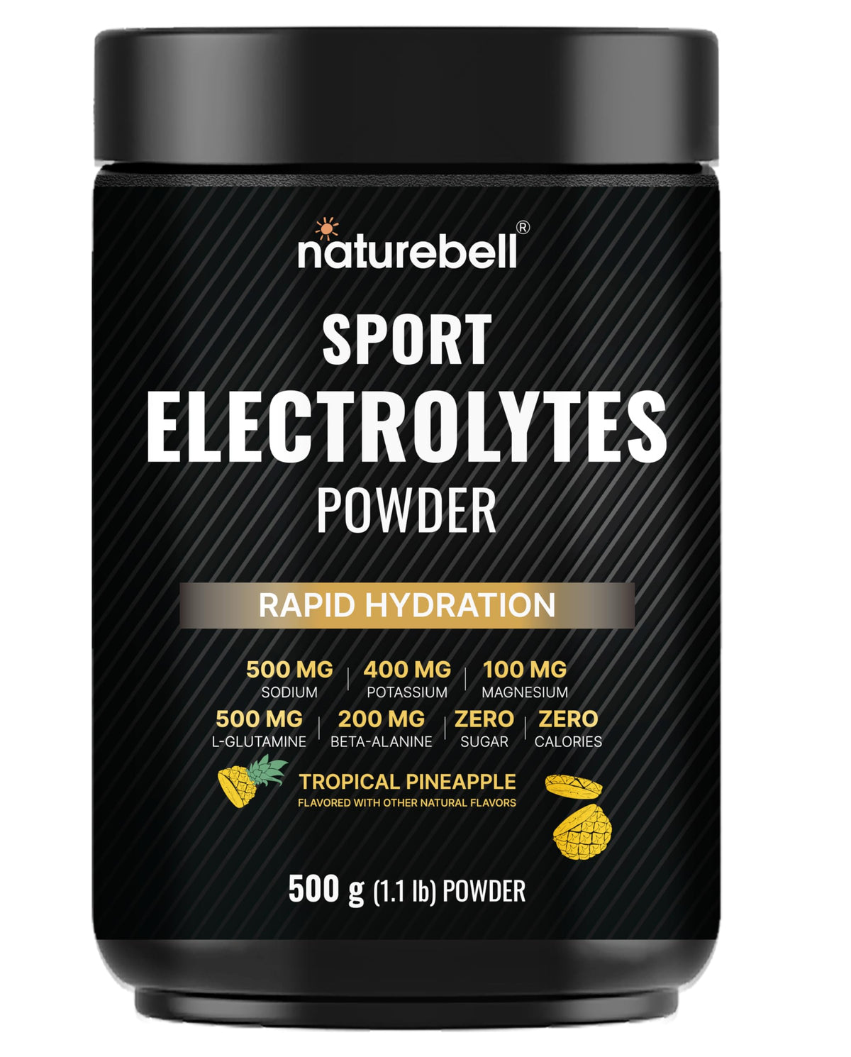 NatureBell Sport Electrolytes poudre ananas tropical pour hydratation rapide pendant l’effort
