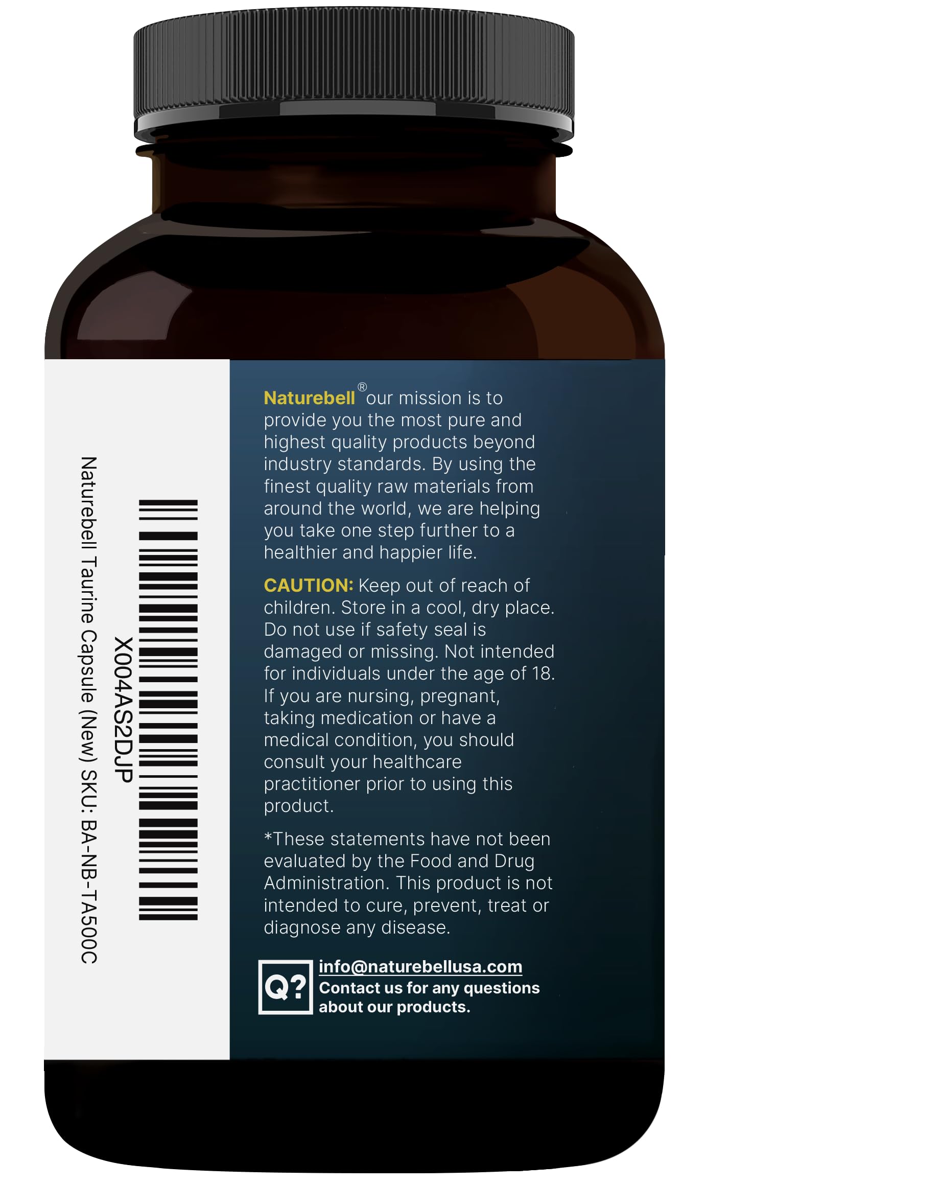 NatureBell Taurine 1000mg produit testé par des laboratoires tiers pour sécurité.